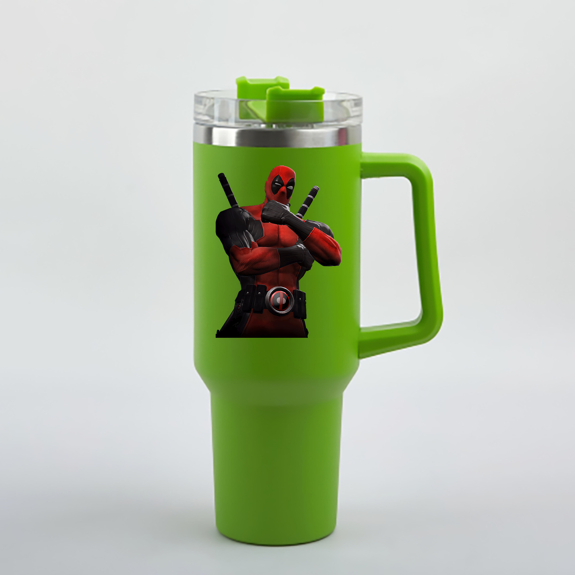 （画像用） Deadpool デッドプール 1200mL車用タンブラー - クリスタルステッカー（プラスチックストロー付き）
